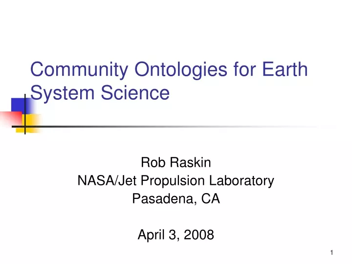 community ontologies for earth system science