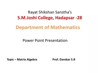 Rayat Shikshan Sanstha’s  S.M.Joshi College, Hadapsar -28
