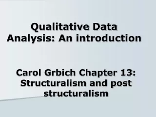 Qualitative Data Analysis: An introduction