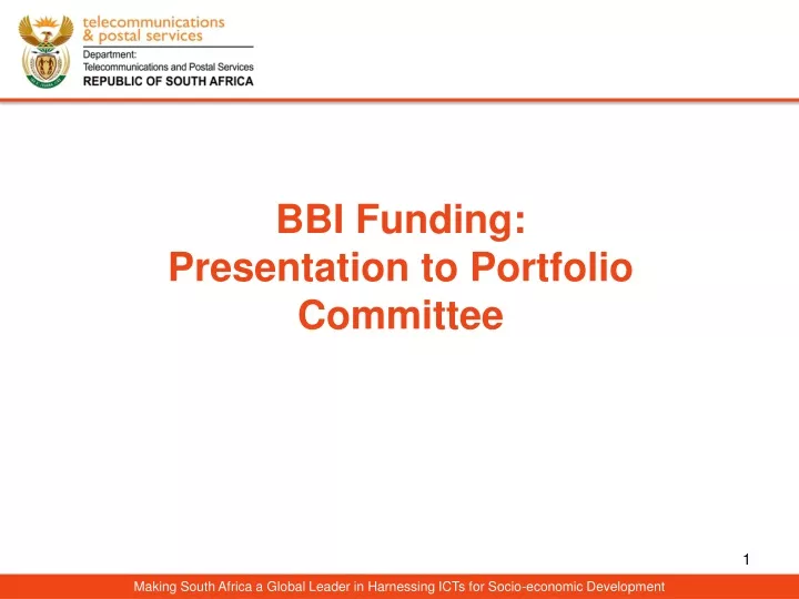 bbi funding presentation to portfolio committee