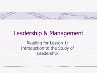 Leadership &amp; Management