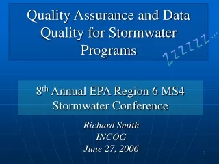 Quality Assurance and Data Quality for Stormwater Programs