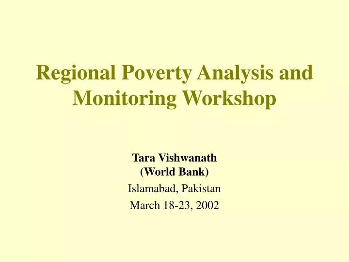 regional poverty analysis and monitoring workshop