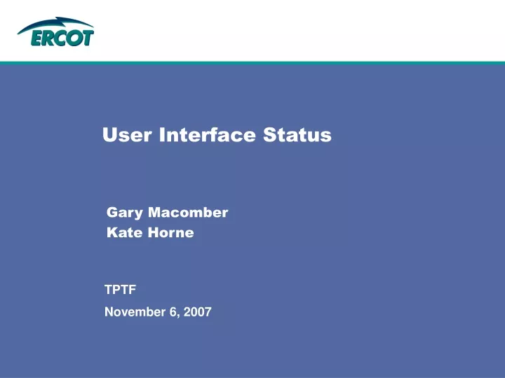 user interface status
