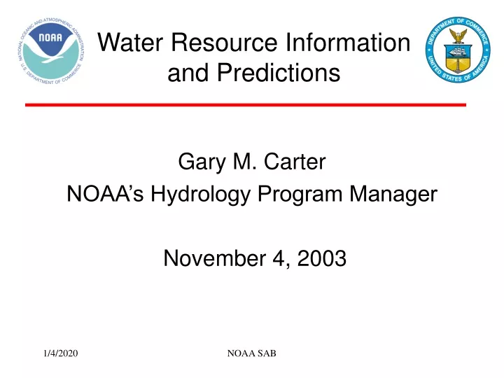 water resource information and predictions