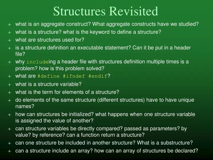 structures revisited