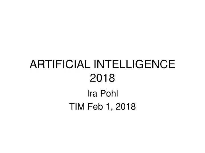 artificial intelligence 2018