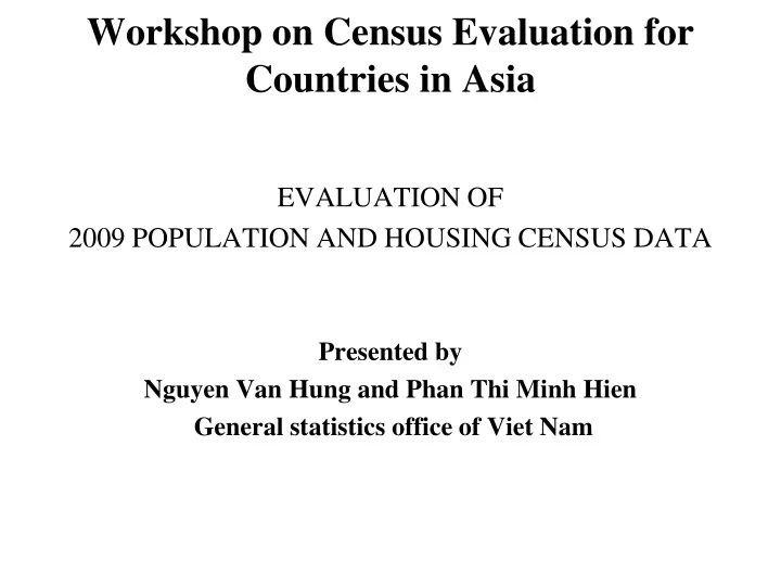 workshop on census evaluation for countries in asia