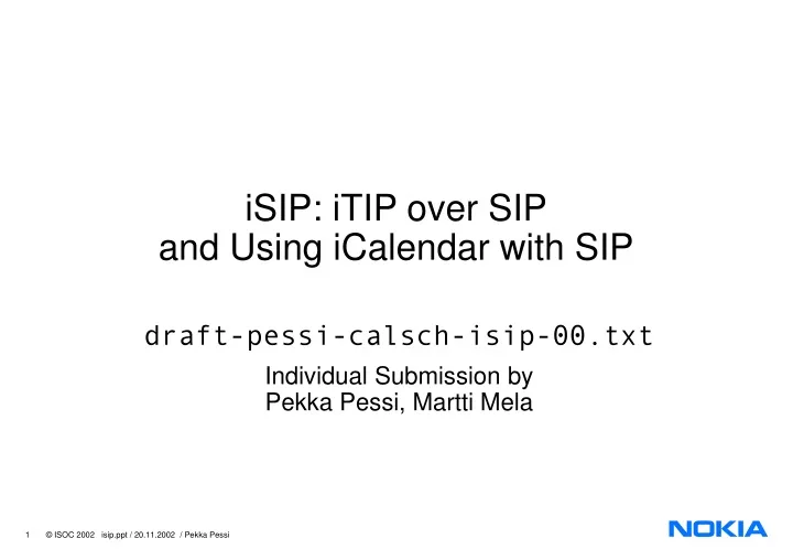 isip itip over sip and using icalendar with sip