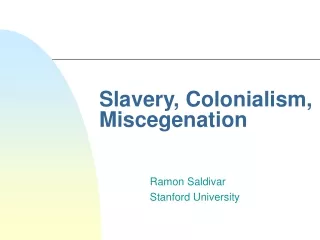 Slavery, Colonialism, Miscegenation