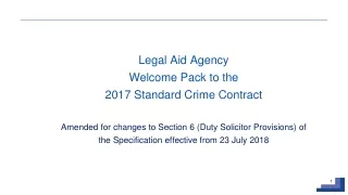 Legal Aid Agency Welcome Pack to the  2017 Standard Crime Contract