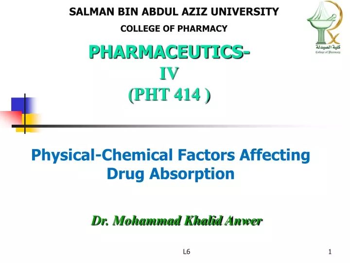 physical chemical factors affecting drug absorption