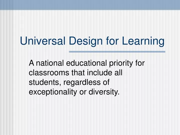 universal design for learning