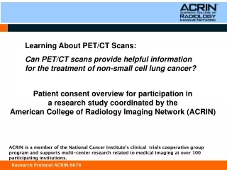 Learning About PET/CT Scans: