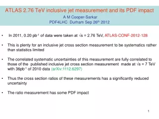 In 2011, 0.20 pb -1  of data were taken at √s = 2.76 TeV,  ATLAS-CONF-2012-128