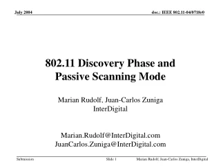802.11 Discovery Phase and  Passive Scanning Mode