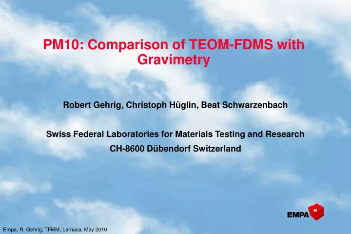 pm10 comparison of teom fdms with gravimetry