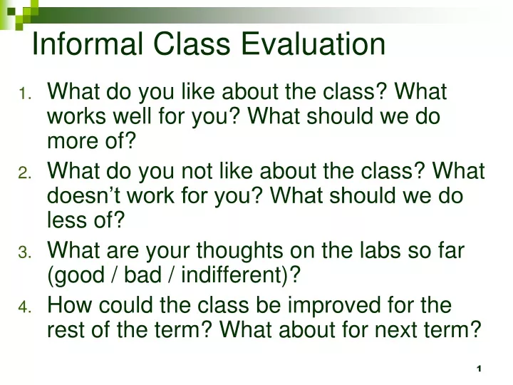 informal class evaluation