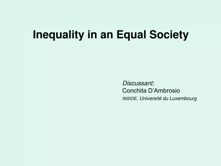 inequality in an equal society