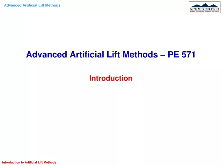 advanced artificial lift methods pe 571 introduction