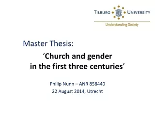‘ Church and gender  in the first three centuries ’