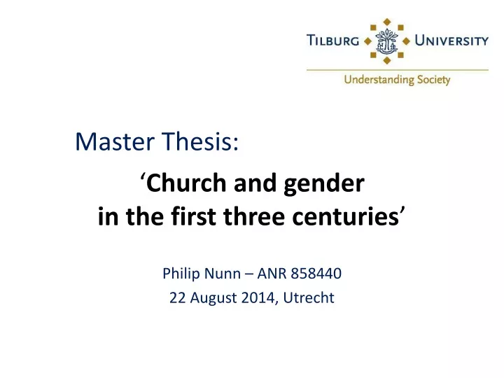 church and gender in the first three centuries