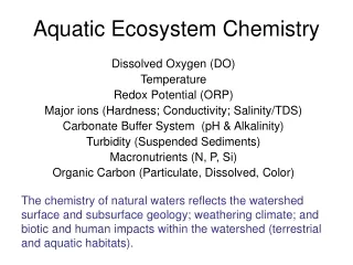 Aquatic Ecosystem Chemistry