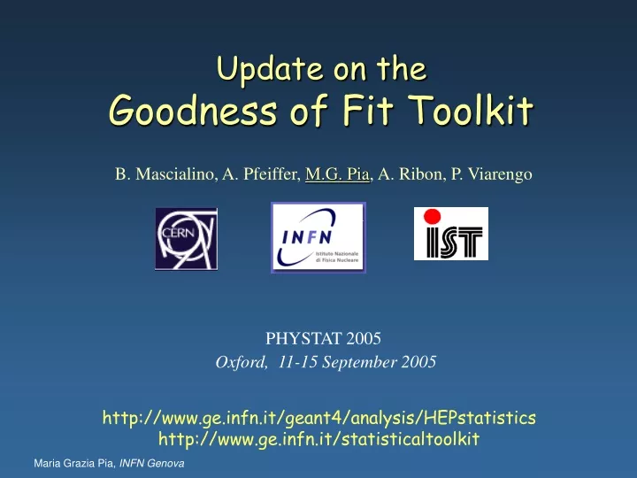 update on the goodness of fit toolkit