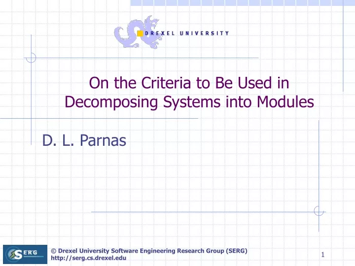 on the criteria to be used in decomposing systems into modules