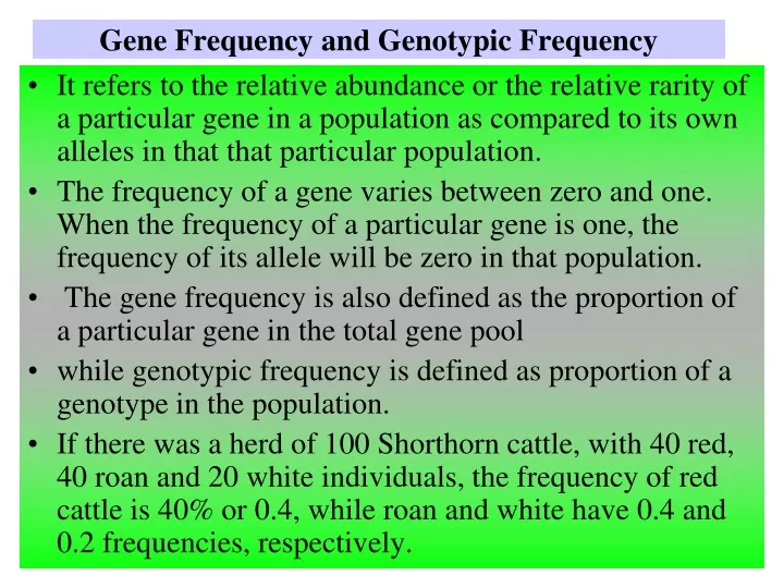 gene frequency and genotypic frequency