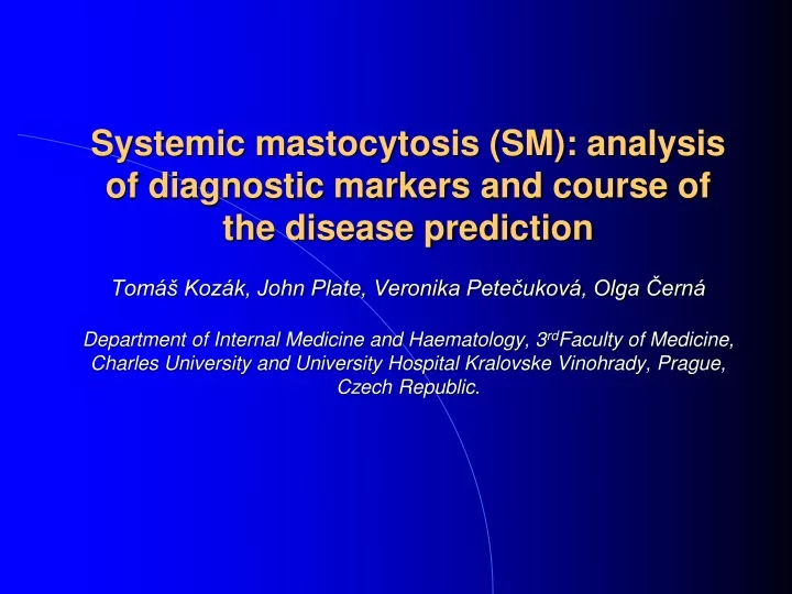 systemic mastocytosis sm analysis of diagnostic