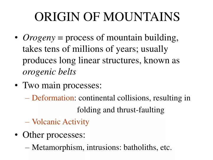 origin of mountains