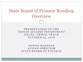 State Board of Finance Bonding Overview