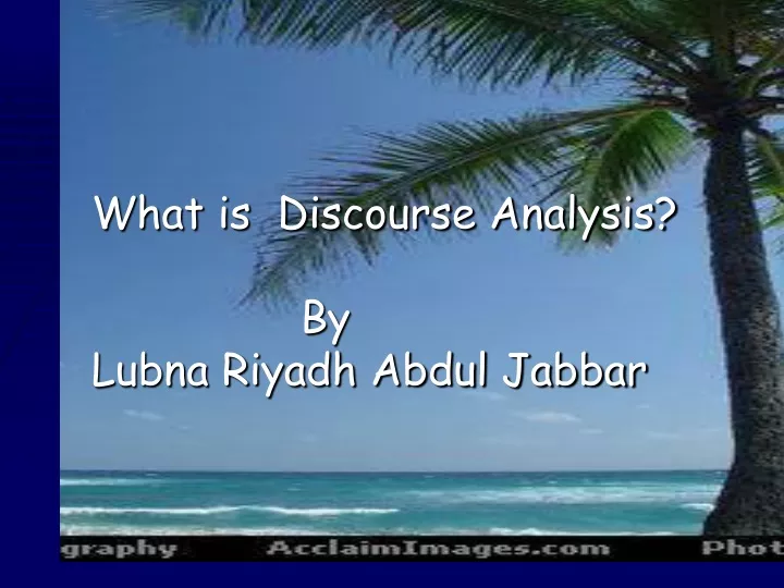 what is discourse analysis by lubna riyadh abdul