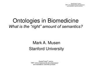 Ontologies in Biomedicine What is the “right” amount of semantics?