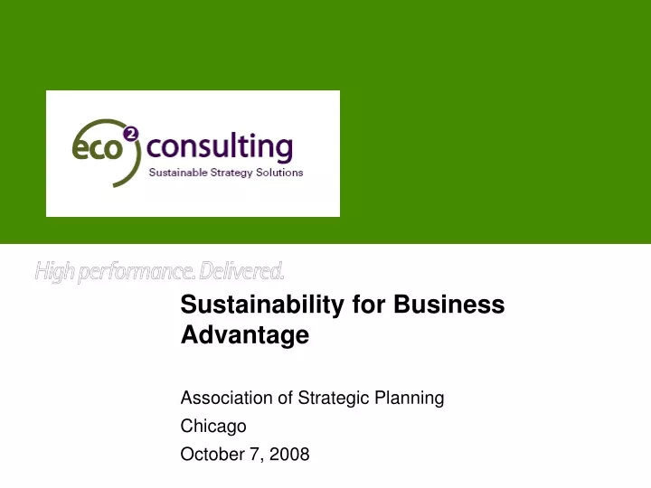 sustainability for business advantage
