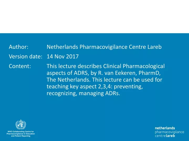 author netherlands pharmacovigilance centre lareb