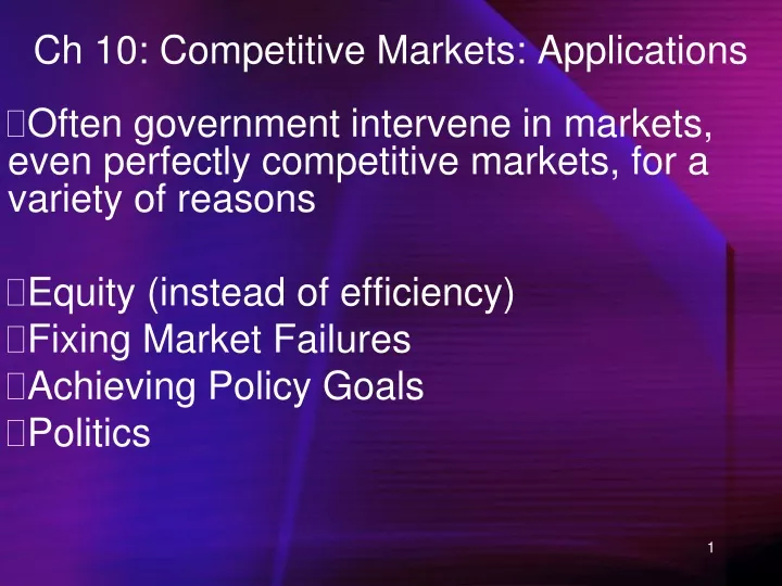 ch 10 competitive markets applications