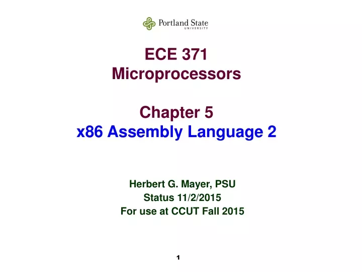 ece 371 microprocessors chapter 5 x86 assembly