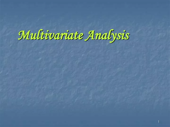 multivariate analysis