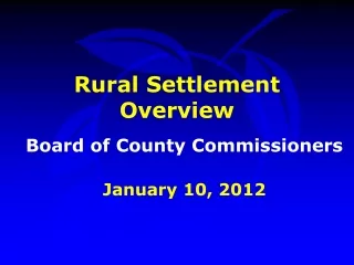 Rural Settlement Overview