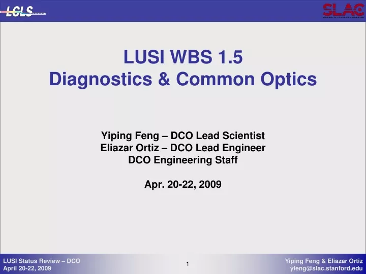 lusi wbs 1 5 diagnostics common optics