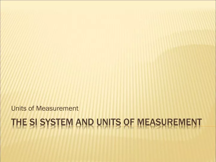 units of measurement