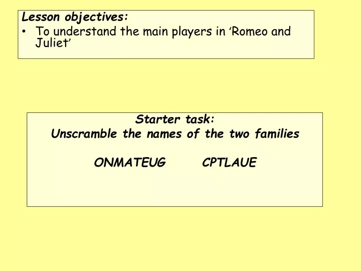 lesson objectives to understand the main players