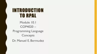 Introduction  to RPAL