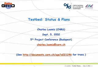 Testbed: Status &amp; Plans