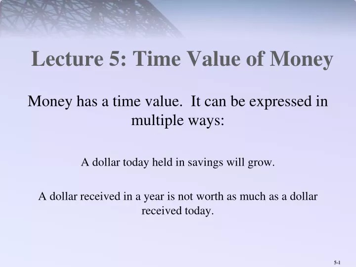 lecture 5 time value of money