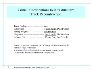 Cornell Contributions to Infrastructure: Track Reconstruction