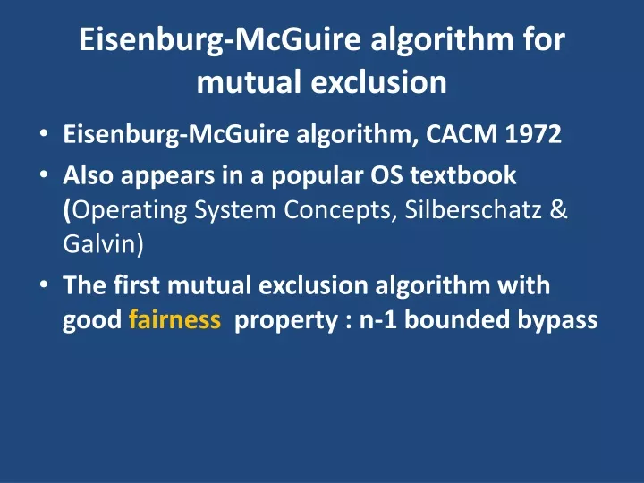 eisenburg mcguire algorithm for mutual exclusion