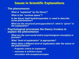 Issues in Scientific Explanations